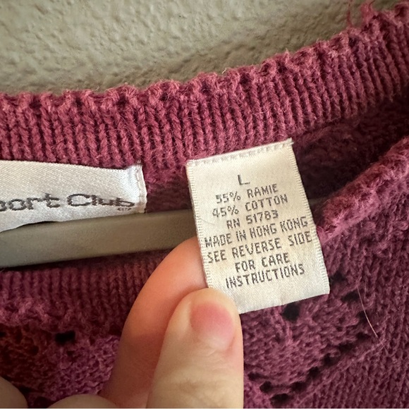 Vintage Pink Paris Sport Club Cotton Ramie Hearts Sweater - Picture 5 of 13